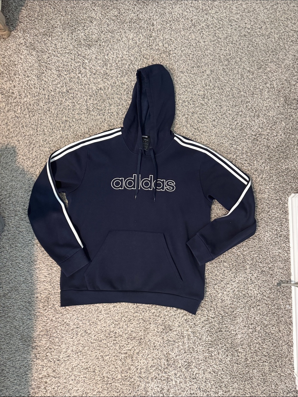 adidas Navy Crewneck Hoodie with White Stripes